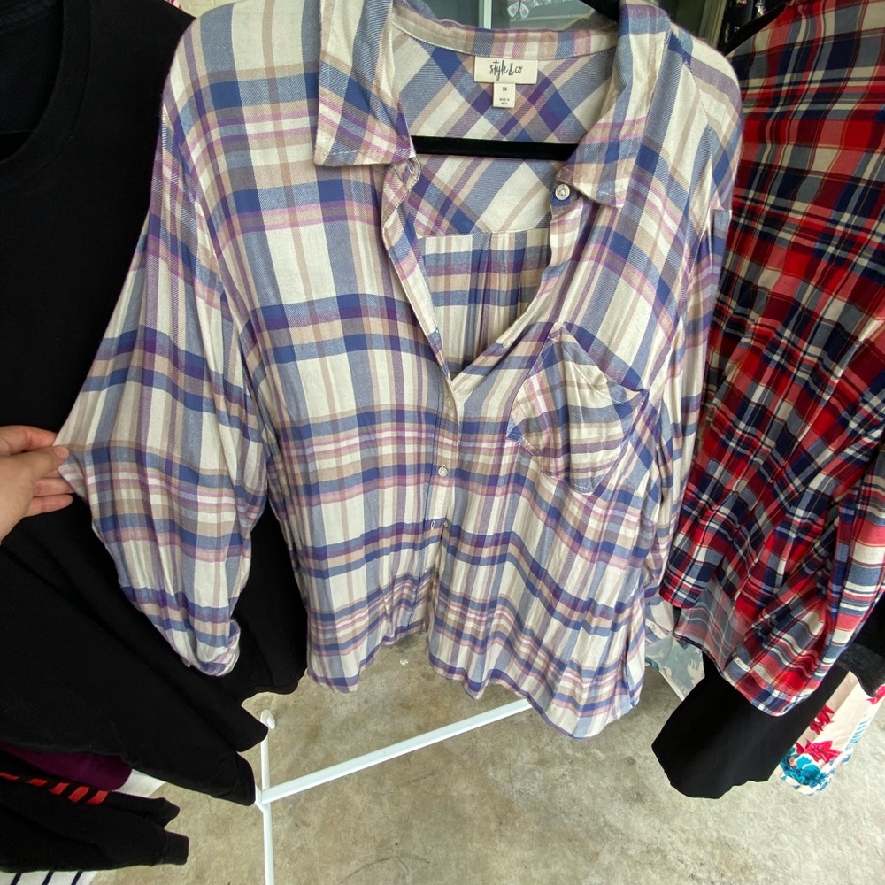 Plaid Button-Up Shirt